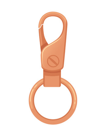 Vector 3d Realistic Blank White Round Keychain with Ring and Chain for Key Isolated on White. Button Badge with Ring. Plastic, Metal ID Badge with Chains Key Holder, Design Template, Mockupのイラスト素材
