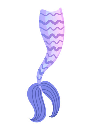 Mermaid tail for costume or cosplay purple color vector illustration isolated on white background.のイラスト素材