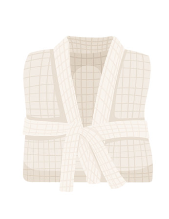 White color soft comfortable cotton bathrobe for spa or bathroom vector illustration isolated on white background.のイラスト素材