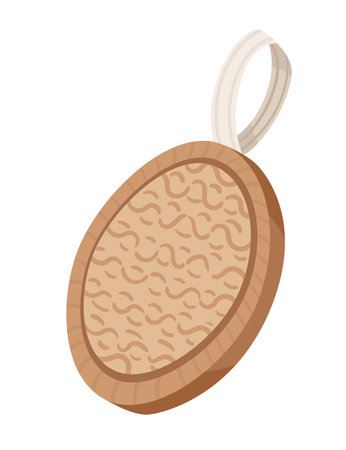 Body brush with wooden handle for bath or shower vector illustration isolated on white background.のイラスト素材