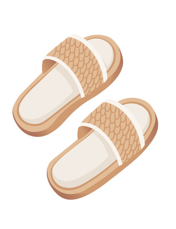 Wooden slippers for spa or bath vector illustration isolated on white background.のイラスト素材