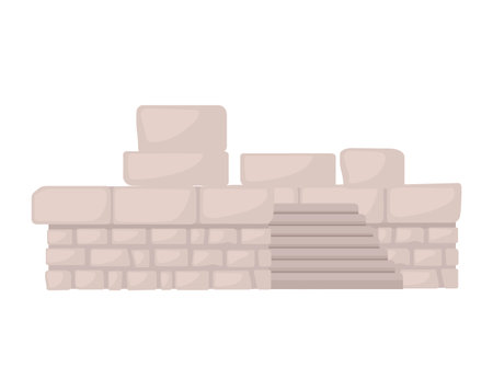 Ancient temple ruin roman and greek architecture marble stones vector illustration isolated on white background.のイラスト素材