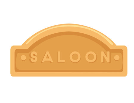 Wooden saloon sign for west element bar entrance vector illustration isolated on white background.のイラスト素材