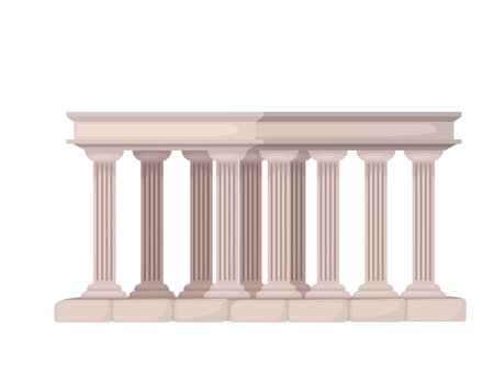 Ancient greek temple with columns vector illustration isolated on white background.のイラスト素材