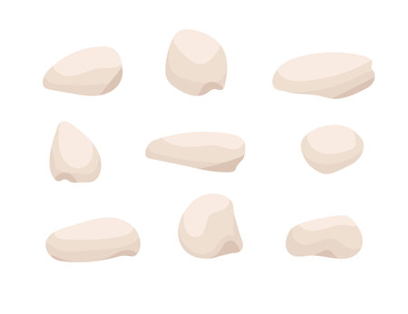 Set of white aquarium decorative stones vector illustration isolated on white background.のイラスト素材