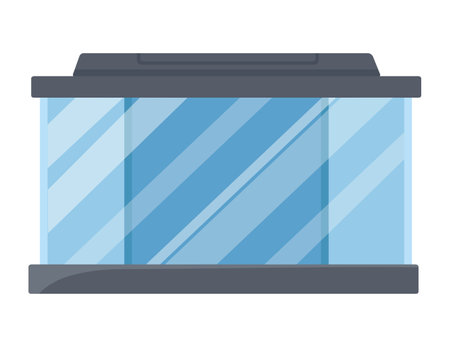 Empty rectangular glass aquarium with black lid vector illustration isolated on white background.のイラスト素材