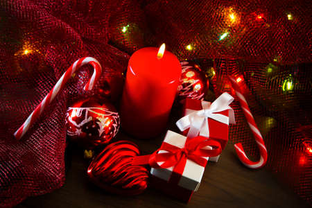 Christmas decorations with giftの写真素材
