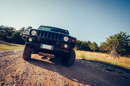 SOCERB, SLOVENIA MARCH 28, 2013: Photo of a Hummer H2 Black ion the road. The Hummer H2 was the...