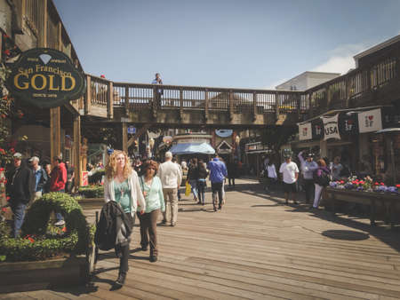 SAN FRANCISCO, USA - JUNE 14: Pier 39 at San Francisco Bay, on JUNE 14, 2015. Pier 39 was first developed by entrepreneur Warren Simmons and opened October 4, 1978のeditorial素材