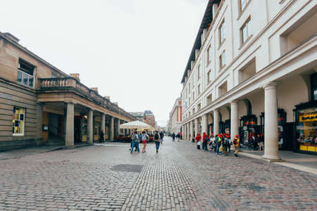 LONDON - OCTOBER 11  Apple market in Covent Garden. October 11, 2013 in London. One of the most popular tourist attraction on Earth. Toned Image.のeditorial素材