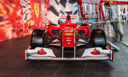 ABU DHABI, UAE - MAY 13, 2014: Ferrari World at Yas Island in Abu Dhabi on May 13, 2014, UAE. Ferrari World is the largest indoor amusement park in the world.のeditorial素材