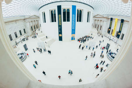 LONDON, UK - OCTOBER 10: British Museum interior on October 10, 2011 in London, UK. Established in 1753 one of the largest in the world.のeditorial素材