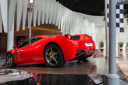ABU DHABI, UAE - MAY 13, 2014: Ferrari World at Yas Island in Abu Dhabi on May 13, 2014, UAE. Ferrari World is the largest indoor amusement park in the world.のeditorial素材