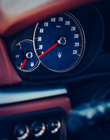 MUGGIA, ITALY MARCH 16, 2013: Photo of a Maserati GranTurismo S . The Maserati GranTurismo is a two-door, four-seat coupe produced by the Italian car manufacturer Maserati.のeditorial素材