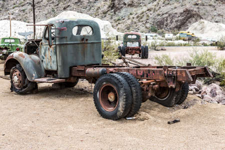 NELSON , USA - JUNE 10 : Old rusty truck in Nelson Nevada ghost town on June 10 ,2015のeditorial素材