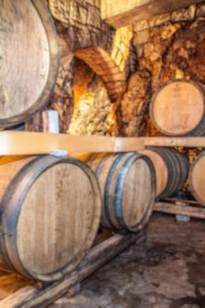 Abstract blurry background of wine cellarの写真素材