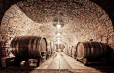 Abstract blurry background of wine cellarの写真素材