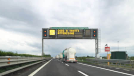 Abstract blurry background: Traffic jam on highwayの写真素材