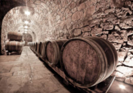 Abstract blurry background of wine cellar