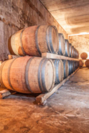 Abstract blurry background of wine cellar