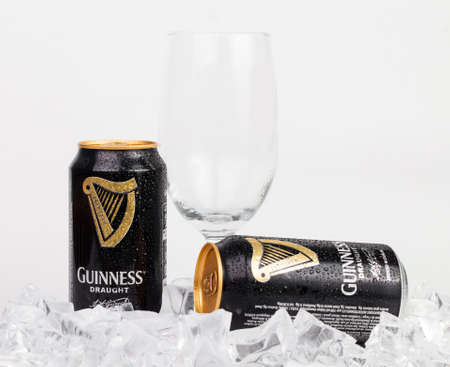 Trieste, Italy July 08 2016,Guinness stout aluminum can on the white background. Irish dry stout...