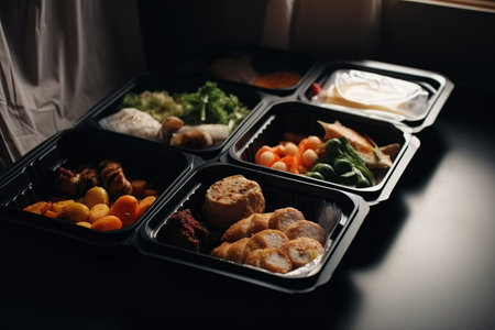 Food delivery service with variety of freshly cooked meals. Generative AIの素材