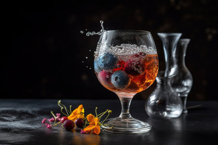 Molecular mixology presentation, capturing an innovative, experimental cocktail with unique ingredients. Generative AI.の素材