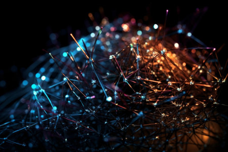 Quantum computer of glowing qubits. Abstract Concept supercomputers. Generative Aiの素材
