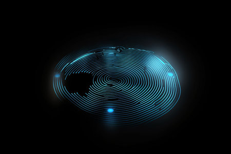 Fingerprint Authentication Button. Biometric Security Backgroundの素材