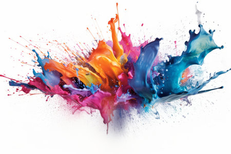 Colorful ink splashes frozen in air, Concept creative and artistic expression. Generative Aiの素材