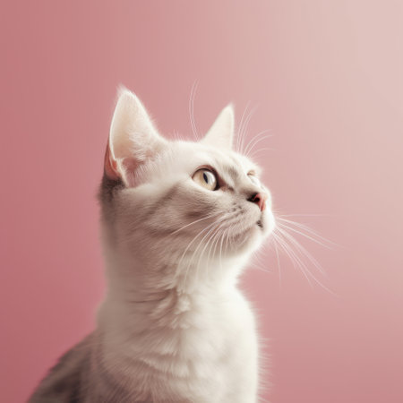 Cat in soft beige background banner with copy space. Generative AIの素材