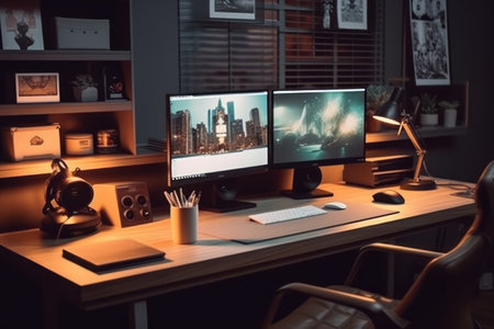 Organized desk with a motivational quote, a to-do list, and a well-structured workspace, representing efficiency and productivity in the office. Generative AIの素材