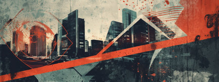 An edgy design with grunge texture overlays, adding a touch of vintage or urban aesthetic to web banner, creating an eye-catching visual impact. Generative Aiの素材