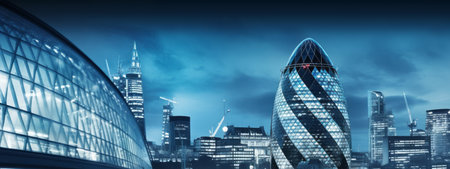 Iconic architectural structure or a modern urban skyline, offering a visually stunning web banner option with a sense of grandeur and sophistication. Generative Aiの素材