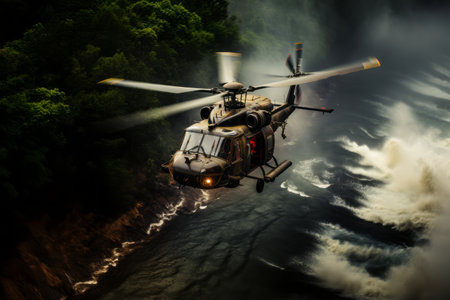 Powerful imagery of marines operating aircraft and helicopters, demonstrating their aerial prowess. Generative AIの素材