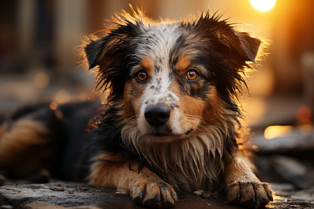 A heartwarming pet adoption event, rescued animals finding loving homes and experiencing joy. Generative AIの素材