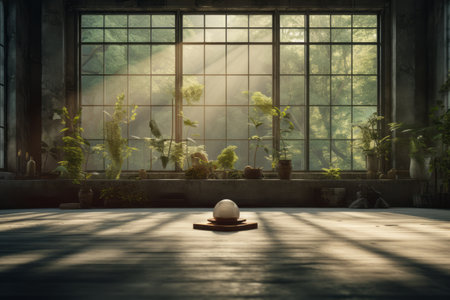 A serene image of a quiet meditation room in the mental hospital, designed to promote relaxation and mindfulness. Generative AIの素材