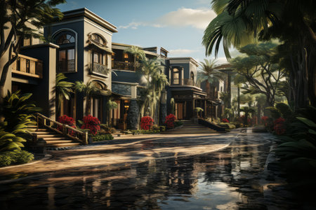 Luxurious mansion with opulent interiors, illustrating the extravagant lifestyle of a powerful narcos boss. Generative Aiの素材