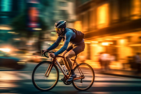 Cyclist in motion, symbolizing the drive to achieve goals and promoting the idea of success through cycling. Generative Aiの素材