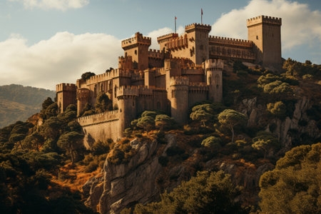 Medieval castle associated with the Knights Templar, shrouded in an aura of mystery and history. Generative Aiの素材
