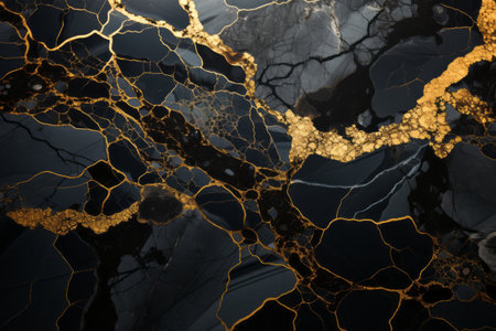 Portoro marble's bold black background and striking gold veining, giving a sense of drama and contrast. Generative AIの素材