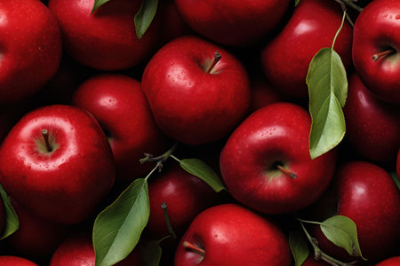 Close up of fresh red apples , top view, seamless pattern. Generative Aiの素材