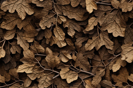 Close Up of dried leaves , top view, seamless pattern. Generative Aiの素材