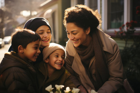 Woman spending quality time with her family, highlighting the importance of community and family bonds. Generative Aiの素材