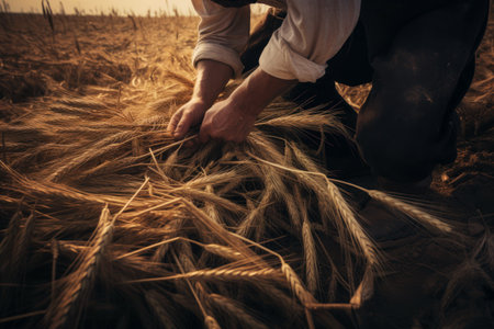 A grain harvest rituals and traditions, highlighting the hard work of farmers during harvest season. Generative Aiの素材