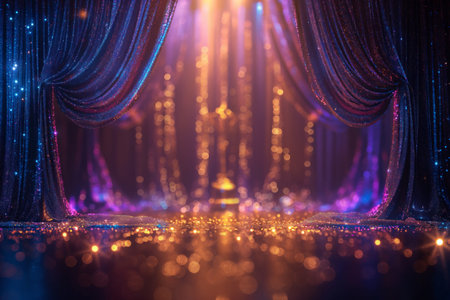 Elegant award night background, golden, blue and purple huesの素材