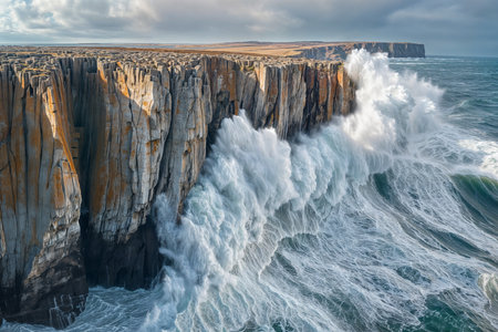 Majestic cliffs with powerful ocean waves.の素材