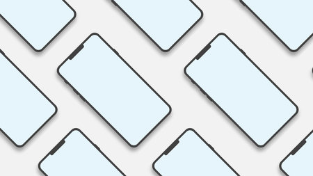 Smartphone mockup design with blank screen on white background. Vector illustration. EPS 10.