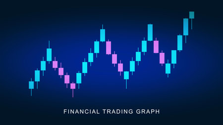 Financial trading graph concept in candle stick style. Business investment background concept. Vector illustration.のイラスト素材