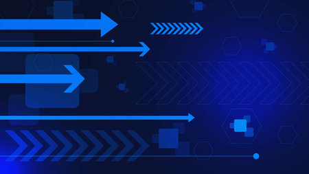 Abstract arrow for fast communication technology concept on blue tech background design. Vector illustration.のイラスト素材